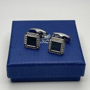 Swarovski Cuff Link Effect Cufflinks Square Dumortierite Blue, Preowned